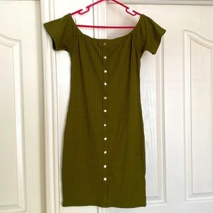 Off-Shoulder Olive Dress
